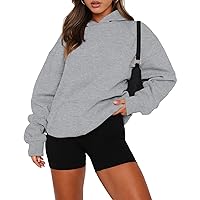 onlypuff Women Hoodies Long Sleeve Sweatshirt Kangaroo Pocket Solid Basic Top