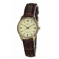 Casio Adult's Quartz Watch with Leather Strap, Brown, 12 (Model: EAW-LTP-V005GL-9AUDF)