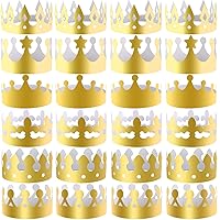 SIQUK 30 Pieces Paper Crowns Gold Party Crown Paper King Hats for Party and Birthday Celebration