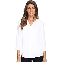 NYDJ Women's Pintuck Blouse 3/4 Sleeve, Optic White, XL