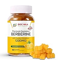 Berberine with Ceylon Cinnamon Gummies 1200mg - Berberine Supplement - 60 Gummies (Sugar-Free Pineapple V2)