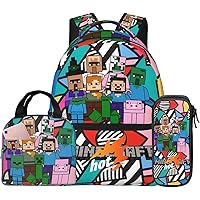 Cartoon Backpack Set Anime Travel Backpack Lunch Box Camping Backpack Lunch Bag Casual Daypack Backpack