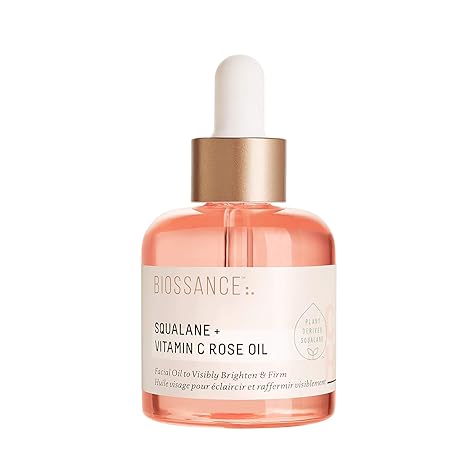 Squalane and Vitamin C Rose Oil. Facial Oil to Visibly Brighten, Hydrate, Firm and Reveal Radiant Skin 1.0 ounces