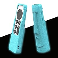 Silicone Apple TV Remote Case Compatible with 2021/2022 Apple TV 4K Remote(2nd/3nd Generation) for Apple TV Remote Case AirTag,Standing Design,Anti-Lost with Remote Lanyard(Moai-Glow Blue)
