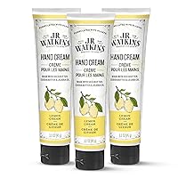 J.R. Watkins Natural Moisturizing Hand Cream, Hydrating Hand Moisturizer with Shea Butter, Cocoa Butter, and Avocado Oil, USA Made and Cruelty Free, 3.3oz, Lemon Cream, 3 Pack