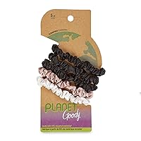 GOODY Planet Ouchless Satin Skinny Scrunchies 5ct Black,Cream,and Blush