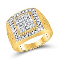Diamond2Deal 10kt Yellow Gold Mens Round Diamond Square Cluster Ring 1/2 Cttw Color- G-H Clarity- I3