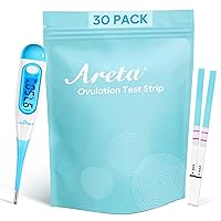 Areta Ovulation Test Strips Kit: 30 Tests | Fast & Convenient Fertility Tracking + Easy@Home Digital Basal Thermometer with Blue Backlight