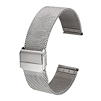 Titanium Mesh Watch Band for Mens Women, Pure Titanium Milanese Watch Straps with Safty Clasp Black Silver 19mm 20mm 21mm 22mm