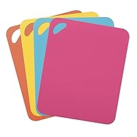 Heavy Duty Grippmat Flexible Cutting Board Set of Four, 11.5 by 14 inches, Bright Blue, Yellow, Orange and Pink