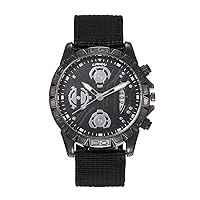 Silverora Men's Round Dial Nylon Braided Quartz Wrist Watch, black, Strap.