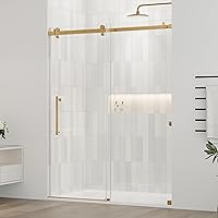DELAVIN 56-60.in W x 75.in H Frameless Shower Door, Water Repellent Gold Shower Door with 5/16