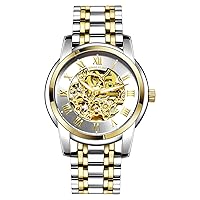 ERNIE KLEIN Men's Watches, Automatic Mechanical Movement, Skeleton Luxury Stainless Steel Watch Brands for Men, Calendar Waterproof Luminous Men's Watches, Christmas Gifts for Men