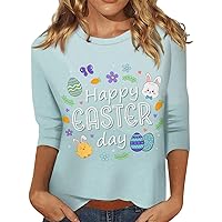 Women's Tops and Blouses 3/4 Sleeve Easter T Shirts for Women Plus Size Casual Blouses for Women
