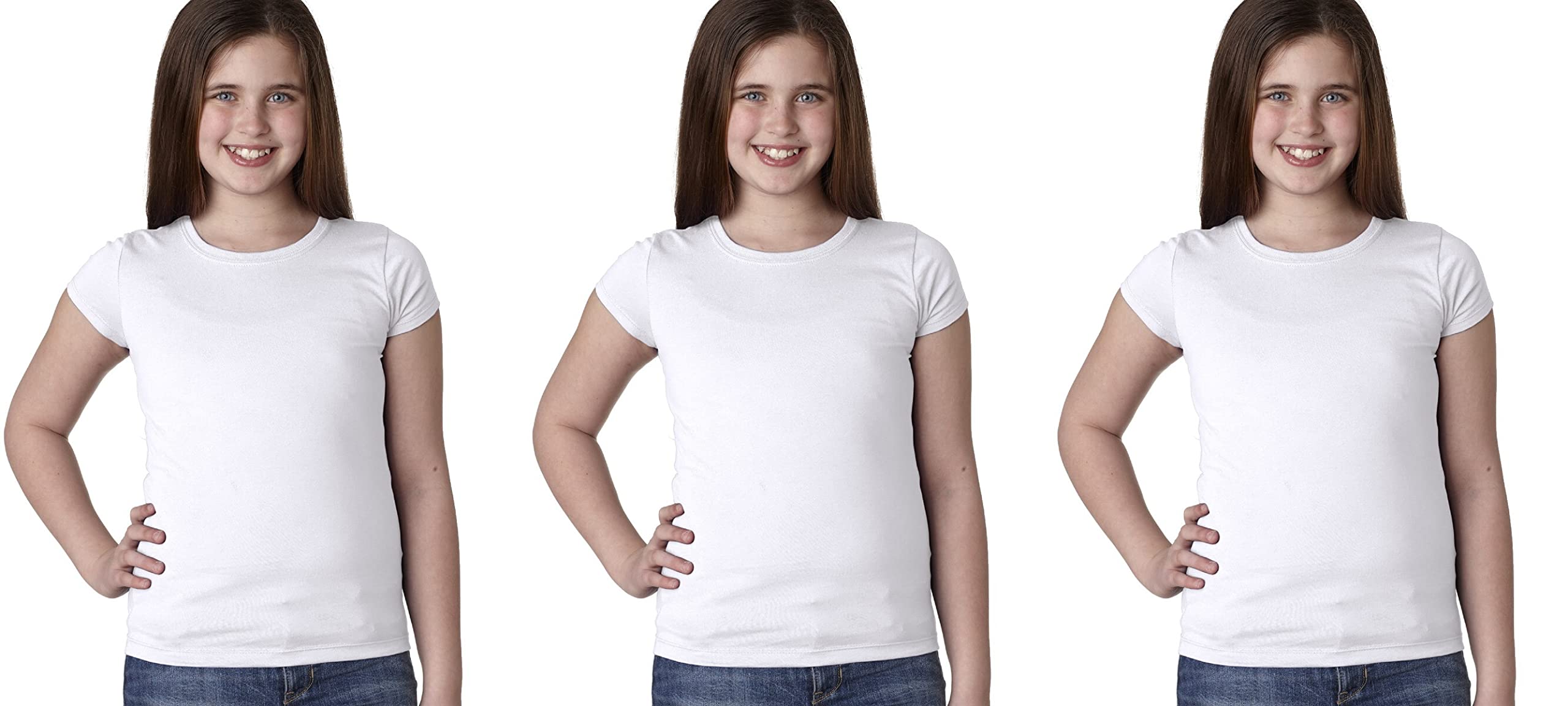 Clementine Apparel Girl's 3 Pack Short Sleeve T Shirts Crew Neck Casual Soft Tees Top - Sizes 3-16