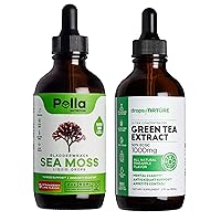 PELLA NUTRITION Sea Moss Organic Liquid Drops | Drops of Nature Green Tea Extract | Bundle