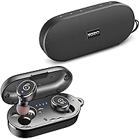 TOZO T10 Bluetooth 5.3 Wireless Earbuds with Wireless Charging Case Black PA1 Bluetooth Speaker with 20w Stereo Sound Black
