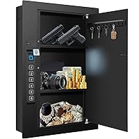Biometric Wall Safe, Hidden Fingerprint Security Wall Safe, In Wall Safe Between Studs, Upgraded Biometric/Keypad/Key Access, Secure Handgun, Documents, Jewelry, Valuables