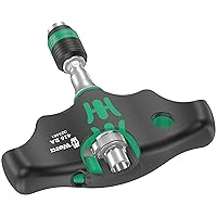 Wera 05023461001 416 RA T-Handle bitholding Screwdriver with Ratchet Function and Rapidaptor Quick-Release Chuck, 1/4