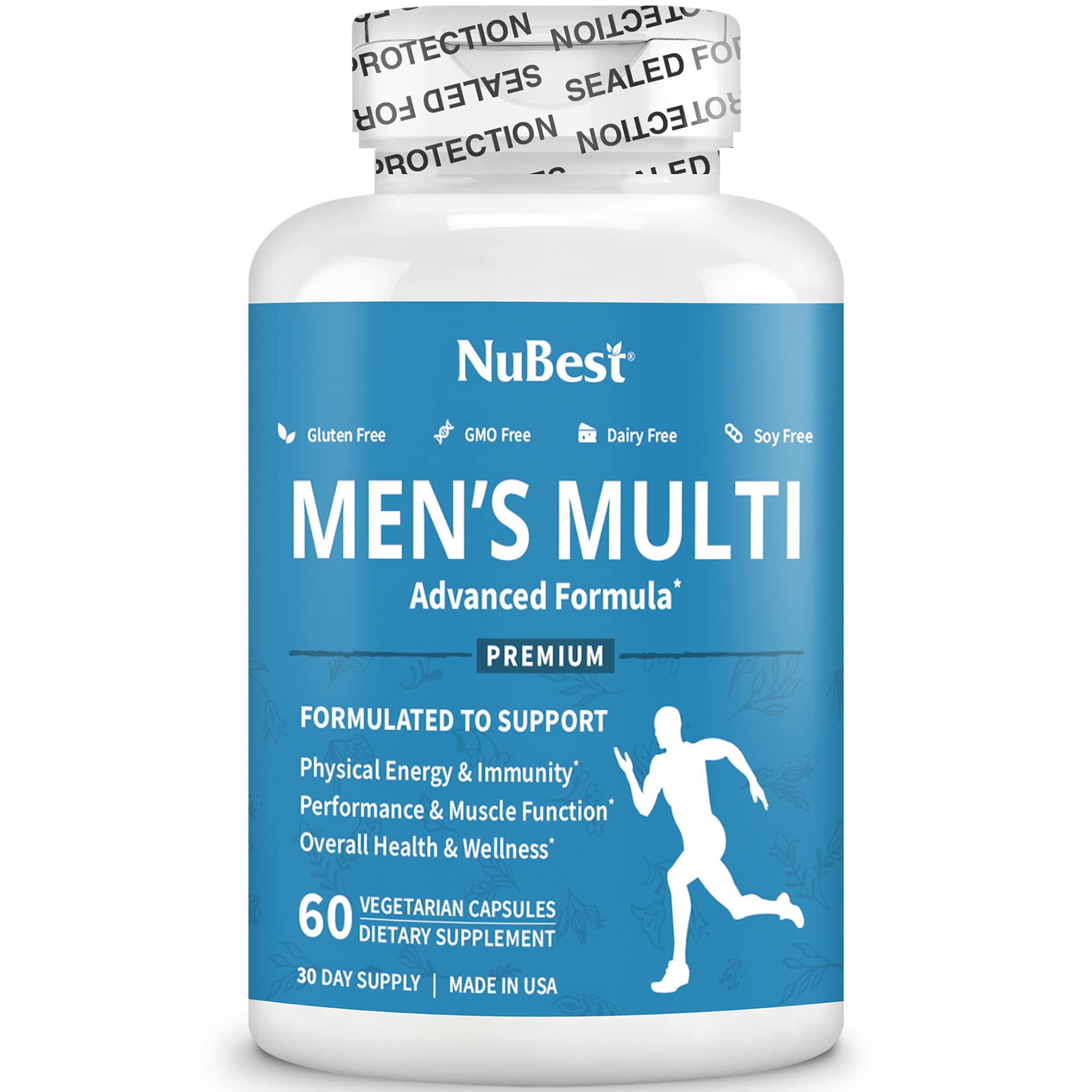 NuBest Men’s Multi 18+ - Multivitamin for Men - Daily Men's Multivitamins & Multimineral Supplement with Ashwagandha, Turmeric, Ginseng, Calcium & More - Energy, Muscle Strength - 60 Vegan Capsules