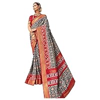 Women Traditional Soft Silk Digital Printed Saree Festive Party Wear Sari Semi Stitched 8980