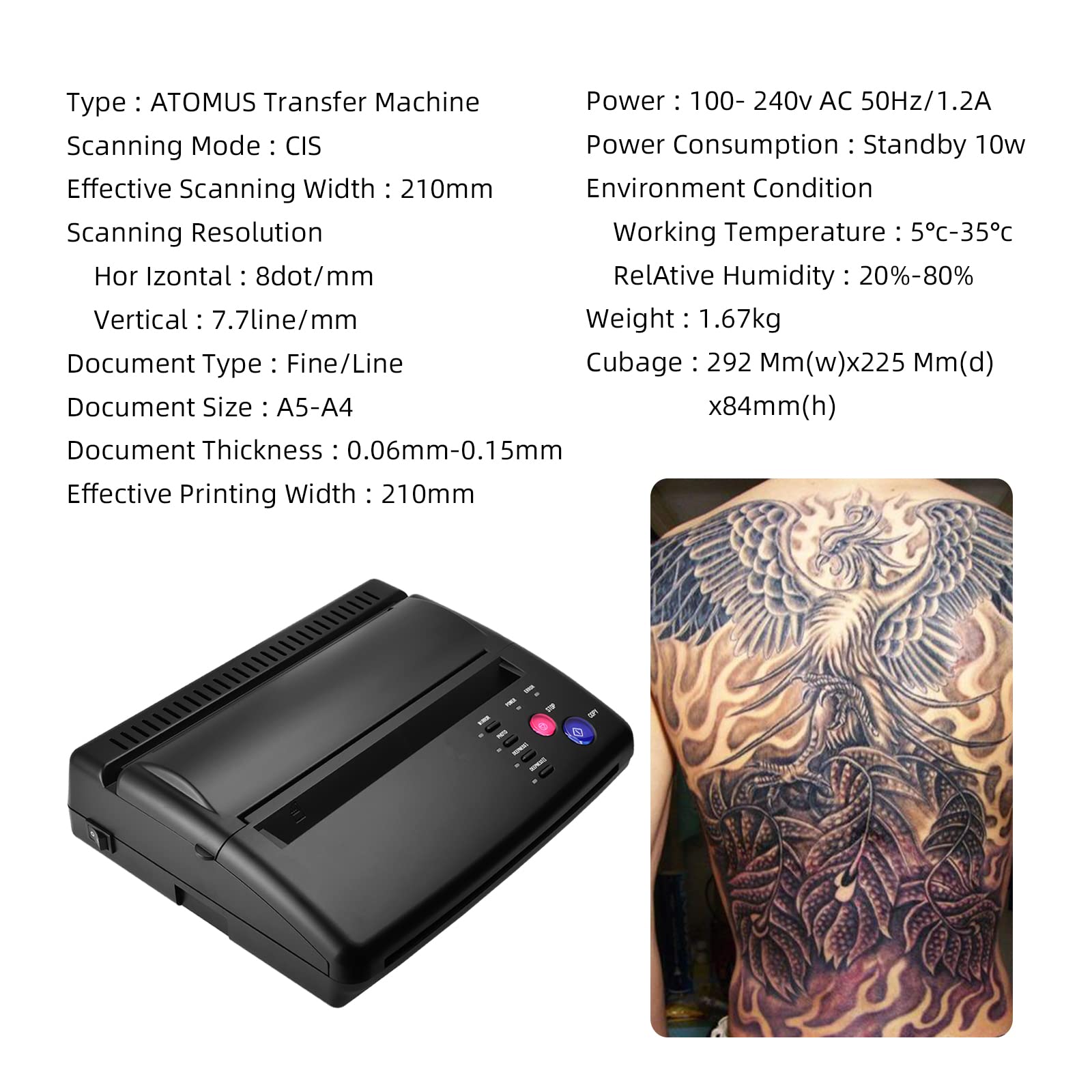 Tattoo Transfer Stencil Machine Copier Printer