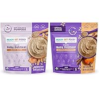Organic Baby Oatmeal Cereal | Peanut Butter & Pumpkin Cinnamon (2 Pack) – 15 Servings Each | Baby Food with 9 Top Allergens