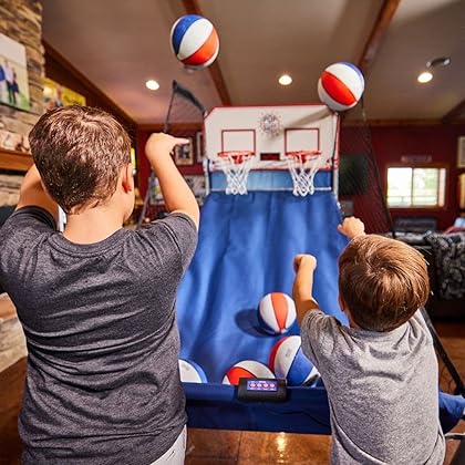 Pop-A-Shot - Home Dual Shot | Arcade Basketball Fun at Home l Infrared Sensor Scoring | 16 Game Modes | 7 Balls l Foldable Storage | for Kids Ages 6-106