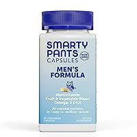 SmartyPants Multivitamin for Men: Omega-3 DHA, Zinc for Immunity, Vitamins D3, C, B6, Folate, Vitamin A, B12, One Per Day, 30 Capsules, 30 Day Supply