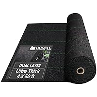 HOOPLE Premium Dual Layer Weed Barrier Landscape Fabric Durable & Heavy-Duty Weed Block, Easy Setup & Superior Weed Control (Dual Layer 4 * 50FT)