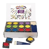 Colorations Individual Tempera Cake Classroom Pack Classroom Supplies for Arts and Crafts Multicolor Variety Pack, Model:TEMPAK, Blue,Green,Multicolor,Orange,Purple,Red, 36 Piece Set