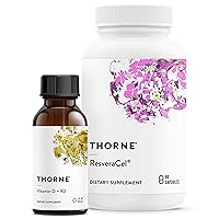 THORNE Cellular Support Bundle - Vitamin D + K2 Liquid and ResveraCel - Support Healthy Bones, Muscles, and Aging