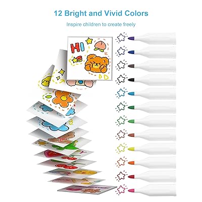 TongFu 12 Colors Dry Erase Marker Pens, Low Odor Whiteboard Markers for  Kids