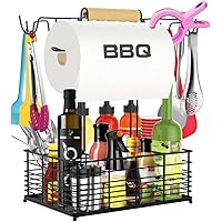 Grill Caddy, BBQ Caddy for Outdoor Grill, Camping Essentials, Camping Accessories, Outdoor Kitchen BBQ Grill Accessories for Camper, Tailgate Essentials, Birthday & Father's Day Gifts for Men