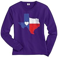 Threadrock Women's Texas State Flag with Heart Long Sleeve T-Shirt