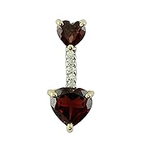 Carillon Red Garnet Natural Gemstone Heart Shape Pendant 925 Sterling Silver Party Jewelry | Yellow Gold Plated