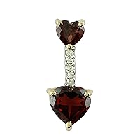 Carillon Stunning Red Garnet Natural Gemstone Heart Shape Pendant 10K, 14K, 18K Yellow Gold Jewelry