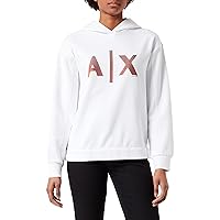 A｜X ARMANI EXCHANGE Women's Striped Logo Hooded Sweatshirt