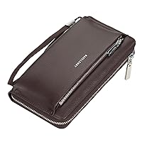 Men's Business Wrist Bag PU Leather Zipper Long Purses Stylish Classic Clutch Bags Credit Card Holder