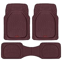 Motor Trend FlexTough Floor Mats for Cars, Burgundy Deep Dish All-Weather Car Mats, Waterproof Trim-To Fit Automotive Cars Trucks SUV, Universal Liner Accessories
