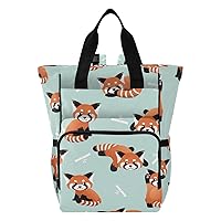 Cute Animals Red Panda Diaper Bag Backpack for Women Men Large Capacity Baby Changing Totes with Three Pockets Multifunction Travel Diaper Bag for Travelling Playing