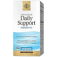 Advanced Daily Support Probiotic, 30 Vegan Capsules - 30 Billion CFU - 5 Clinically-Studied Strains - Advanced Digestive Relief & Immune System Support - Non-GMO & Vegan, 30 Servings