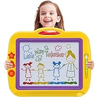Magnetic Drawing Board Toddler Toys for Boys Girls, 17 Inch Magna Erasable Doodle board for Kids A Colorful Etch Education Sketch Doodle Pad Toddler Toys for Age 3 4 5 6 7 Year Old boy Girl(Yellow)