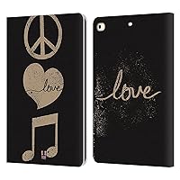 Head Case Designs Peace and Love All About Music Leather Book Wallet Case Cover Compatible with Apple iPad 9.7 2017 / iPad 9.7 2018