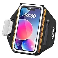 Running Armband with Airpods Bag 3D Design Cell Phone Armband for iPhone 15 14 13 Pro 14 Plus, Galaxy S20/S10 Water Resistant Sports Phone Holder Case & Zipper Slot Car Key Holder for 6.9 inch Phone