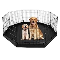 PJYuCien Dog Playpen - Metal Foldable Dog Exercise Pen, Pet Fence Puppy Crate Kennel Indoor Outdoor with 8 Panels 24”H & Bottom Pad for Small Medium Pets