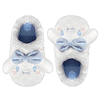 Anime Cute Bow Plush Open Back Floor Slippers Indoor Shoes Fuzzy Slippers with Rubber Sole for Women Girls