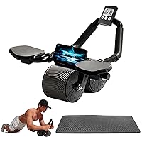 Automatic Rebound Abdominal Wheel with Knee Mat - Ab Roller Wheel with Elbow Support and Timer - Abs Wheel Roller for Core Workout, Home Gym, Abdominal Exercise