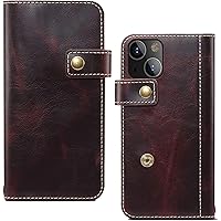 Case for iPhone 13/13 Mini/13 Pro/13 Pro Max, Shockproof Genuine Leather Case Wallet Case Cover with RFID Blocking Kickstand Card Slots (Color : Brown, Size : 13 Mini 5.4