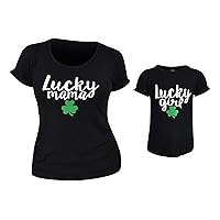 Unique Baby Lucky Mama St Patrick Day Mommy and Me Scoop Neck Shirt